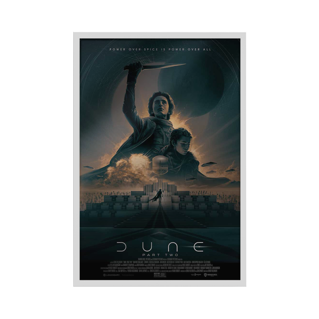 dune part two foil variant poster by Matt Ferguson in white frame