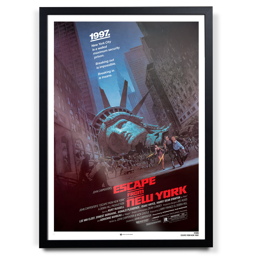 Escape From New York Editions Original Theatrical Movie Poster in black frame