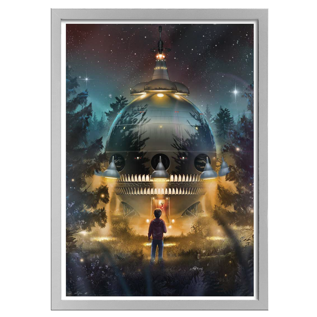 ET The Extra-Terrestrial Art Print By Andy Fairhurst in white frame