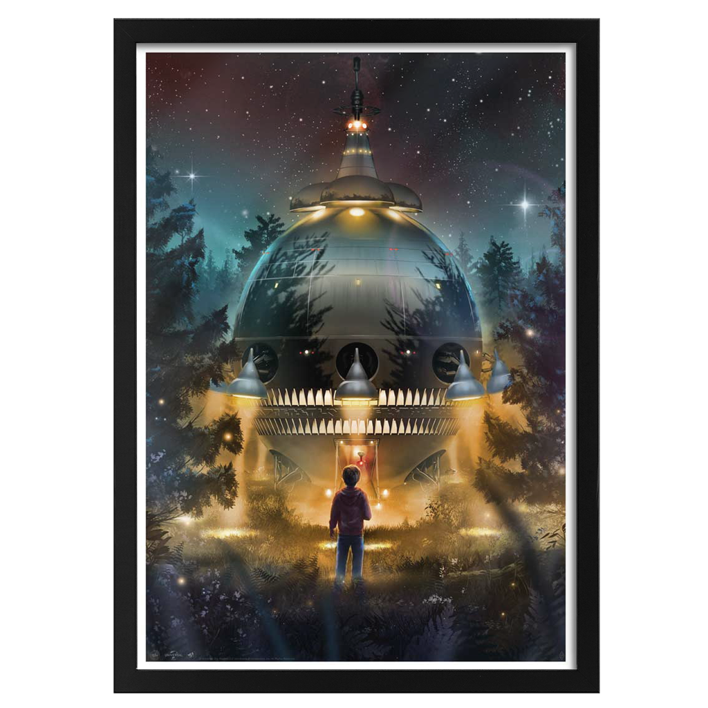 ET The Extra-Terrestrial Art Print By Andy Fairhurst in black frame