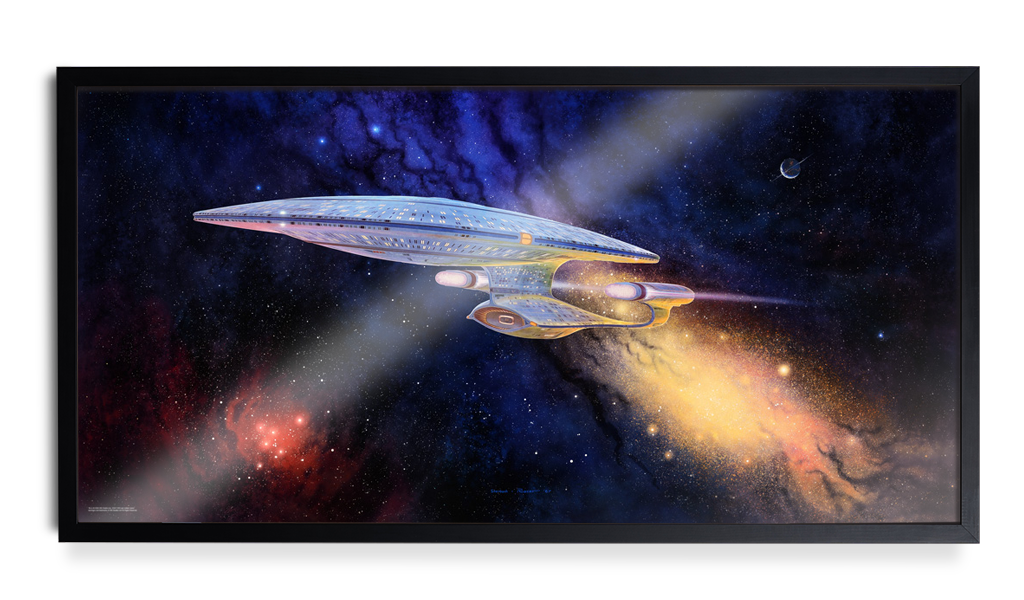 Star Trek The Next Generation Captain Picard Enterprise-D Ready Room Painting Poster in black frame
