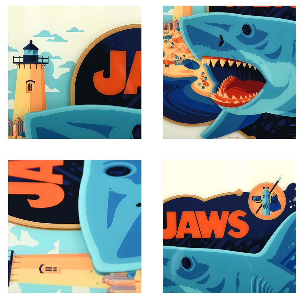 Jaws Multi-Layer Acrylic poster by Tom Whalen details
