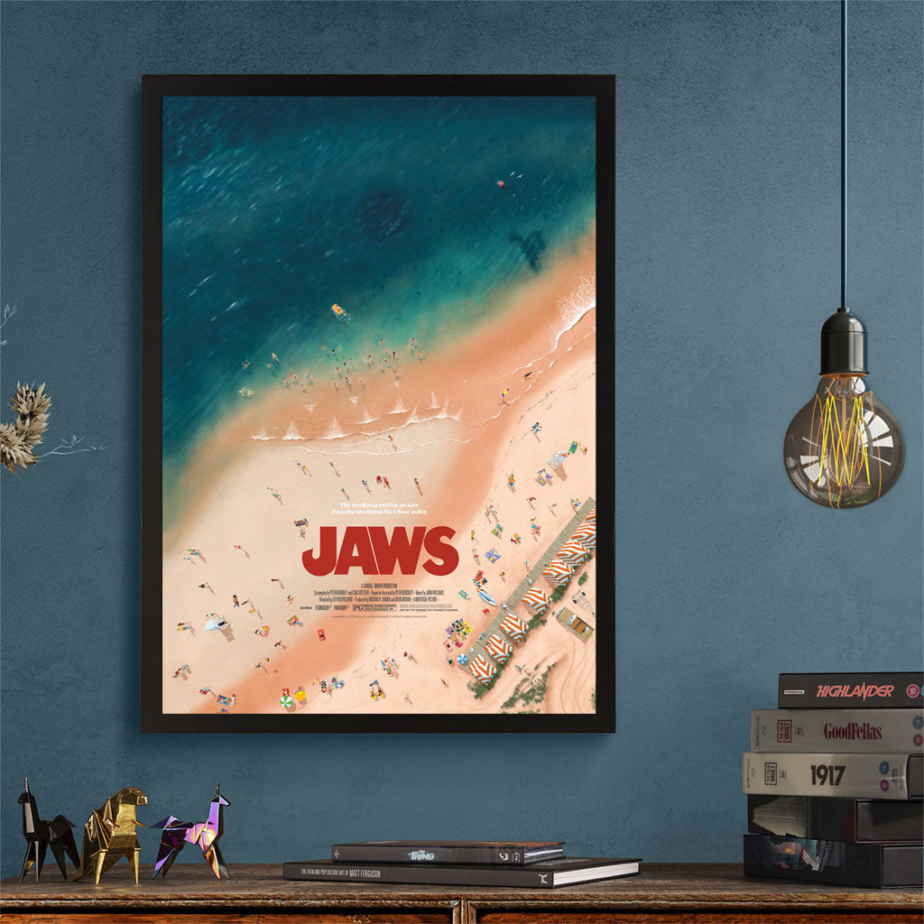 Jaws poster by Andrew Swainson framed