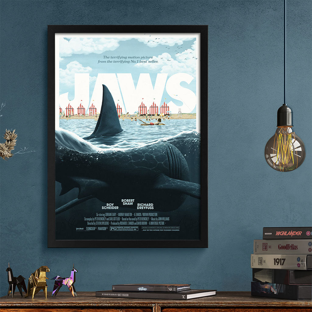 Jaws framed movie poster by Florey