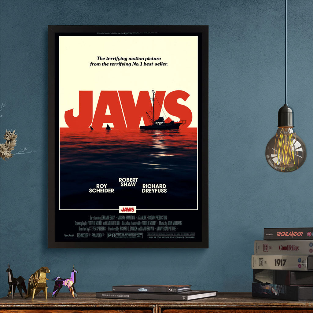 Jaws poster by Matt Ferguson framed