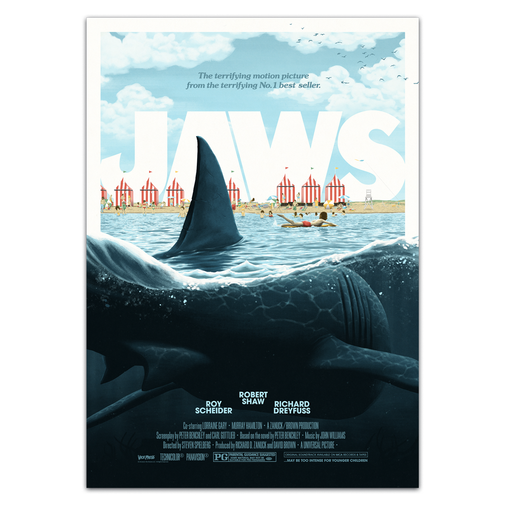 jaws editions movie poster by Florey