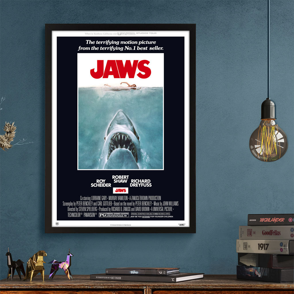 Jaws original movie poster editions version framed