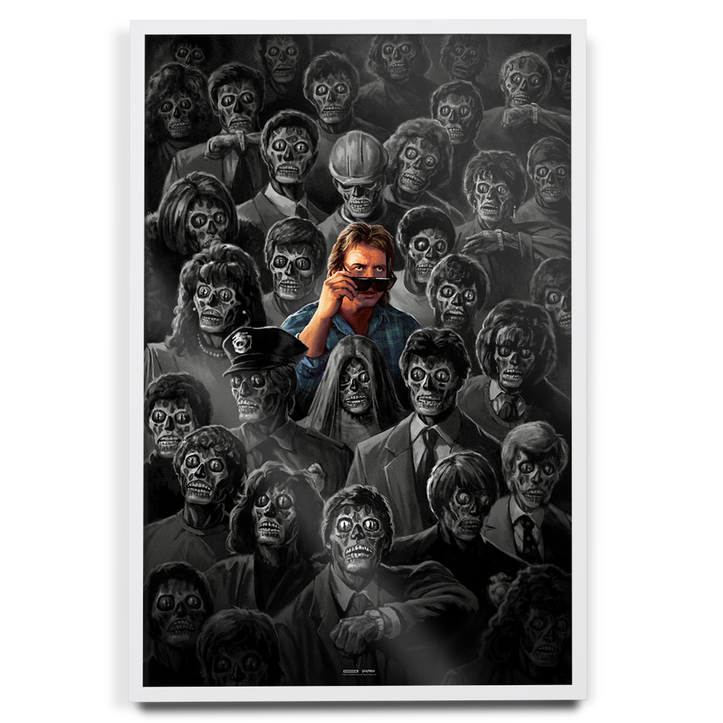 They Live Art Print Movie Poster By James Bousema in white frame