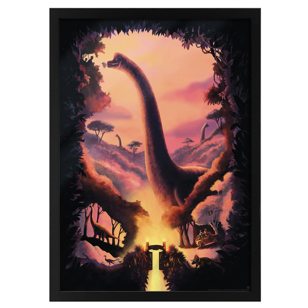 Jurassic Park Brachiosaurus Poster by Carly AF framed