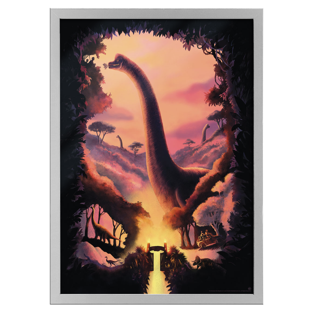 Jurassic Park Brachiosauris art print by Carly AF in white frame