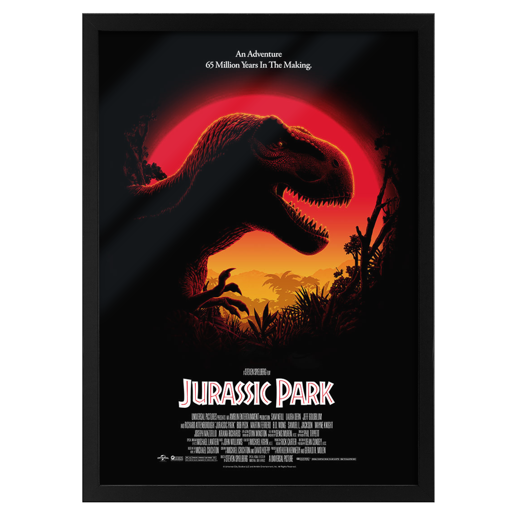 Jurassic park framed movie poster by florey