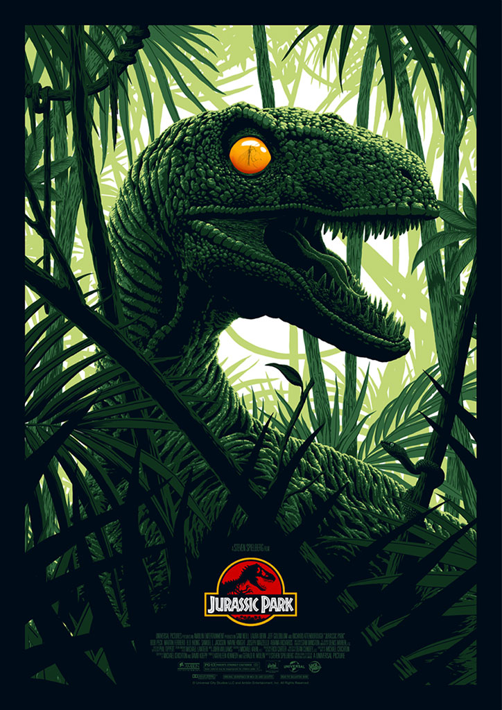 Jurassic Park Raptor Editions movie poster by Florey
