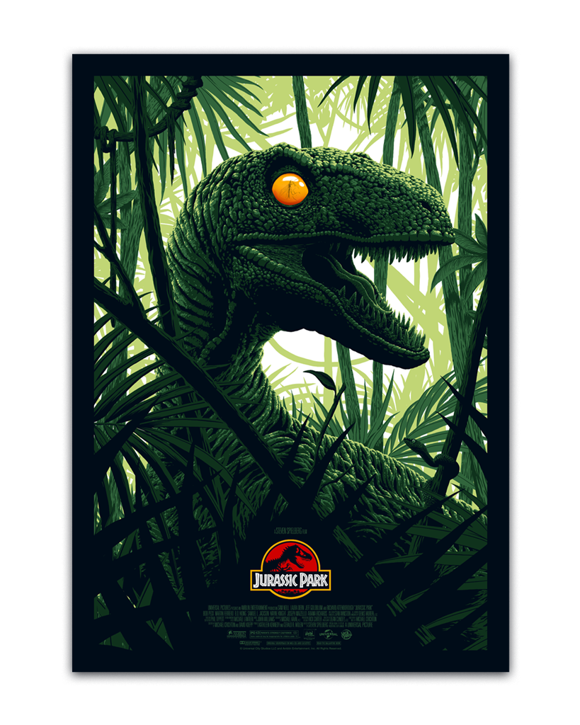 Jurassic Park Raptor movie poster by Florey