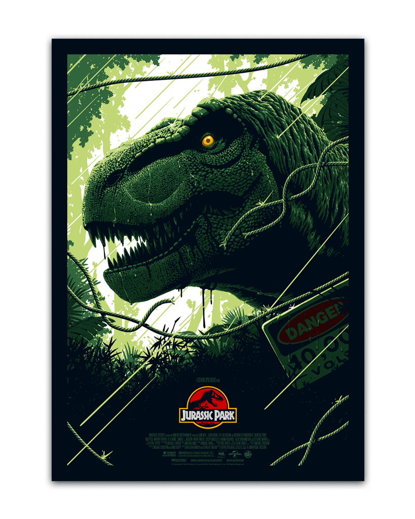 Jurassic Park T-Rex Movie Poster By Florey