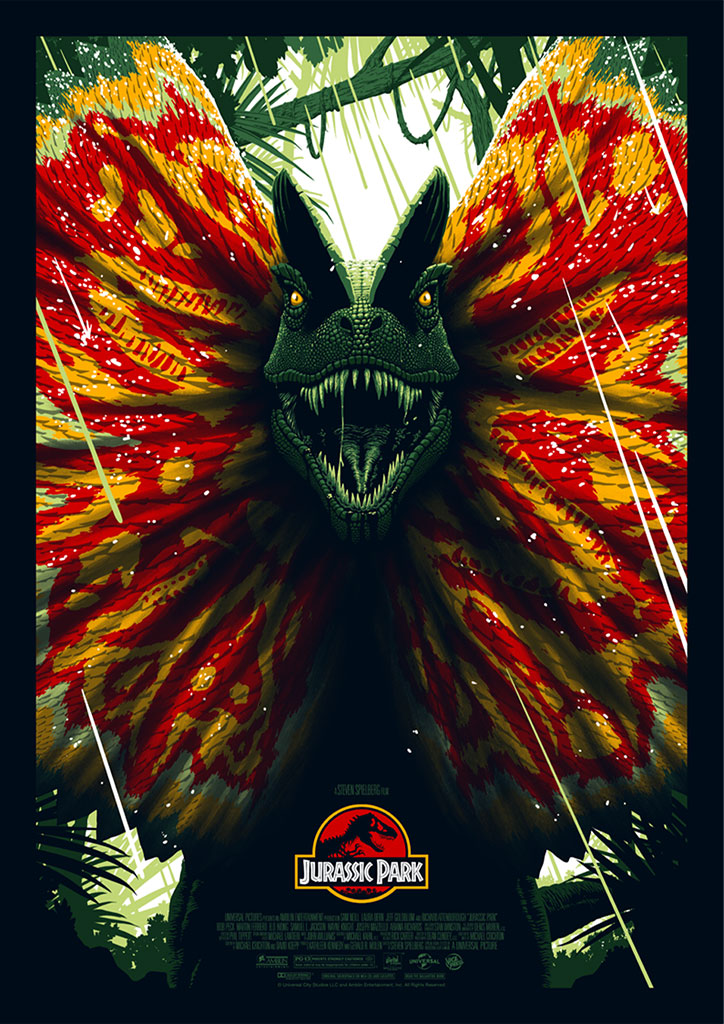 Jurassic Park Dilophosaurus movie poster by florey