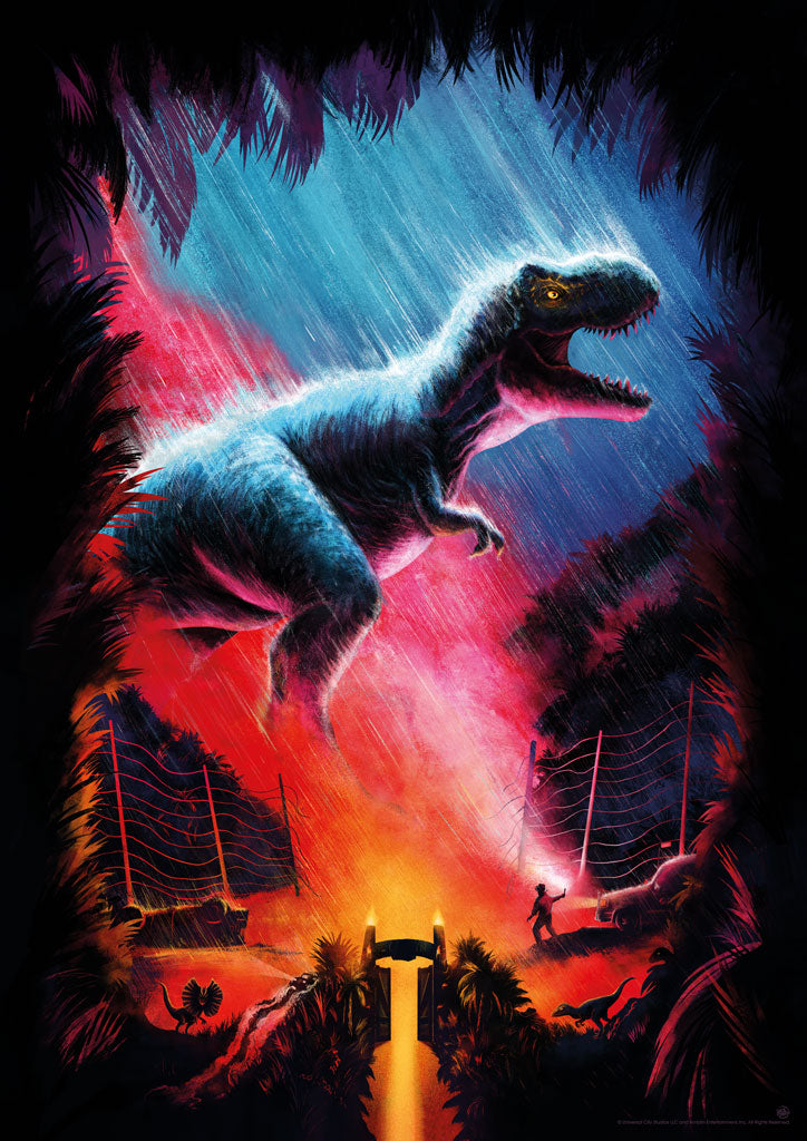 jurassic park t-rex art print by Carly AF
