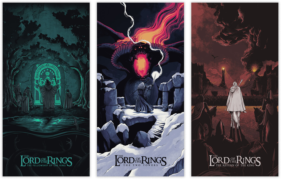 The Lord Of the rings poster trilogy by mark bell