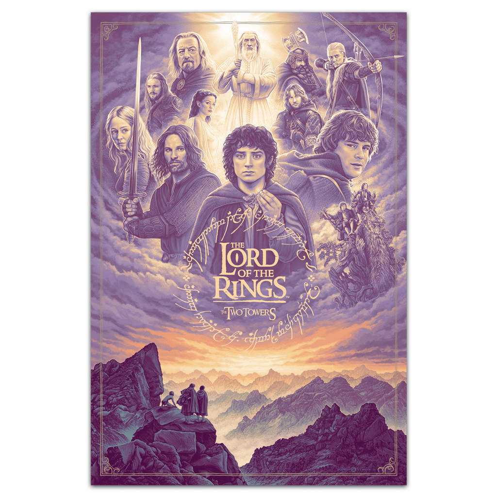 The Lord of the rings the two towers foil variant movie poster by Courtney Martin