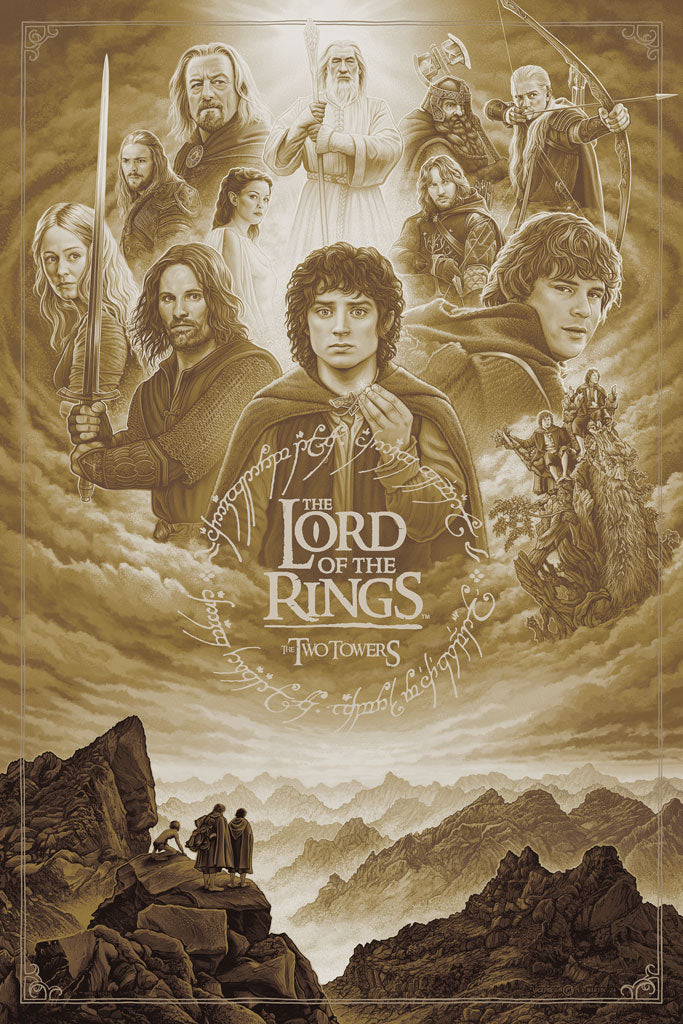 The Lord of the rings the two towers foil variant movie poster by C.A Martin