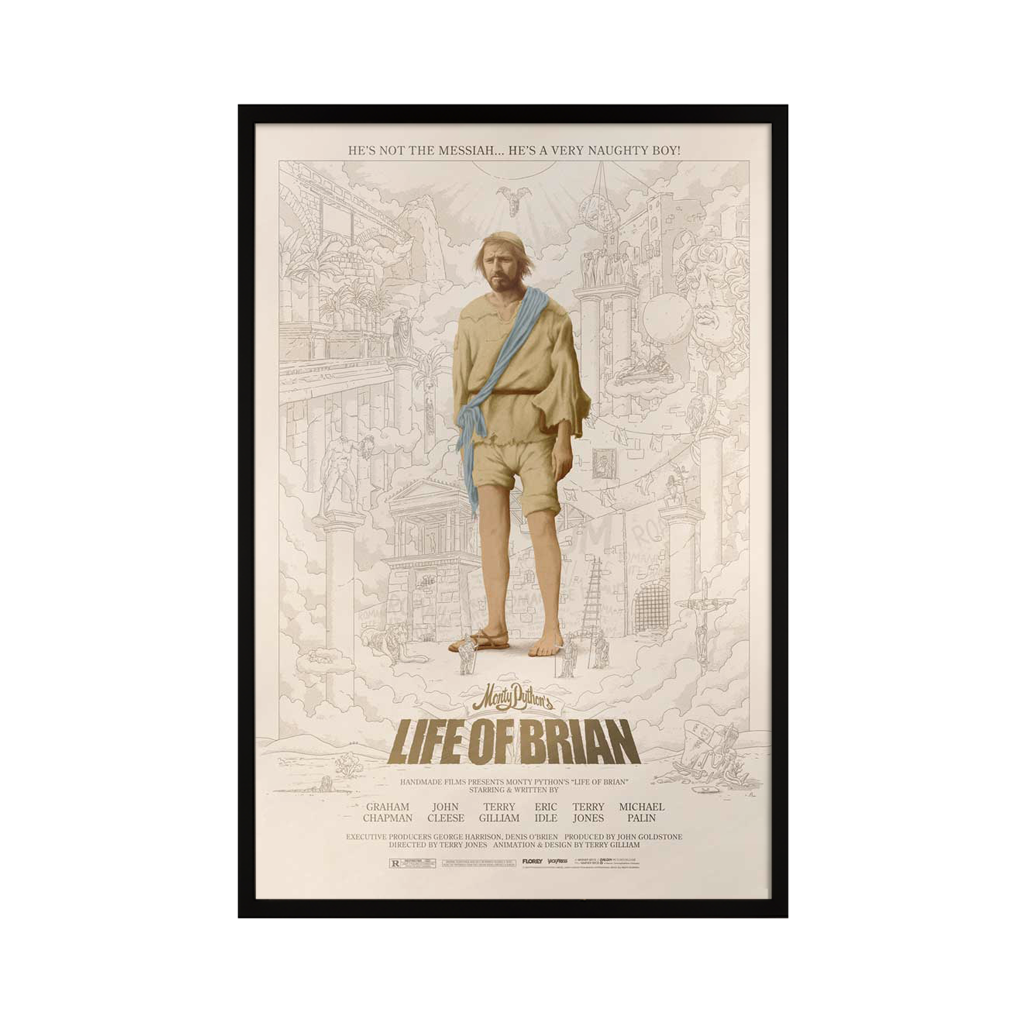 Monty Python's The Life of Brian movie poster by Florey in black frame