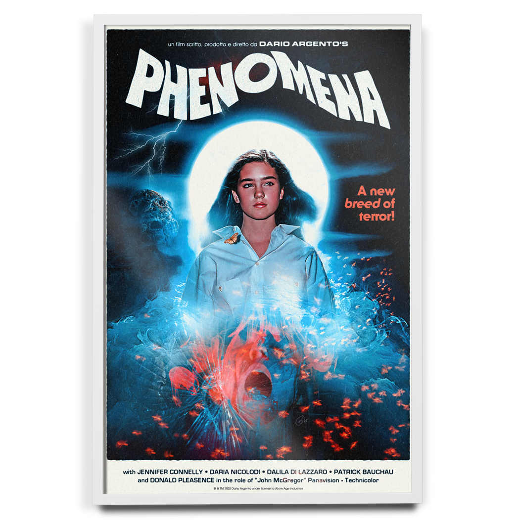 Dario Argento Phenomena Movie Poster by Creepy Duck Design in white frame