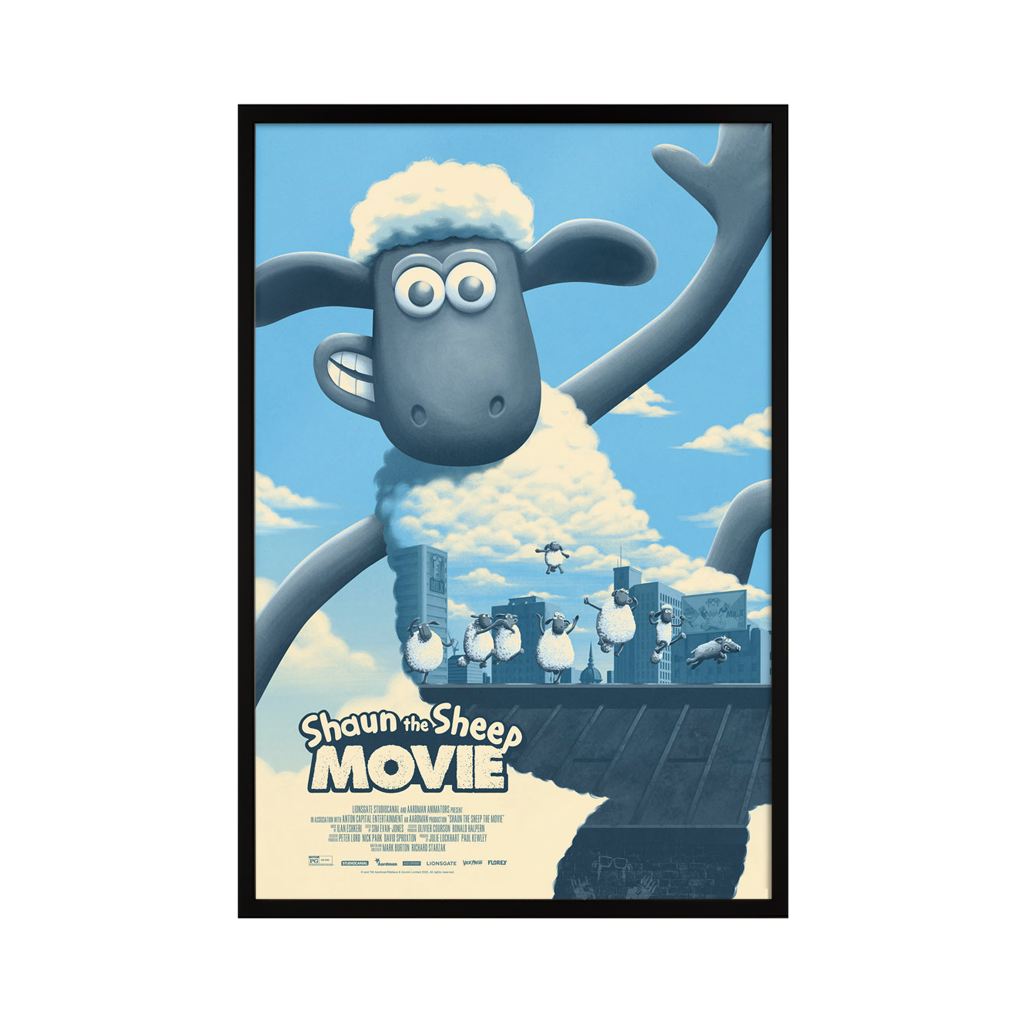 Shaun the Sheep Movie poster by Florey in black frame