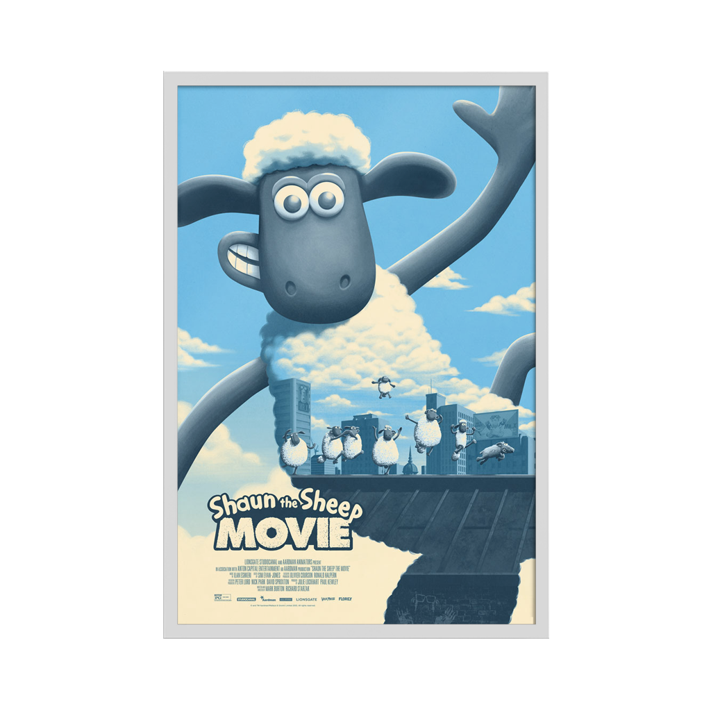 Shaun the Sheep Movie poster by Florey in white frame