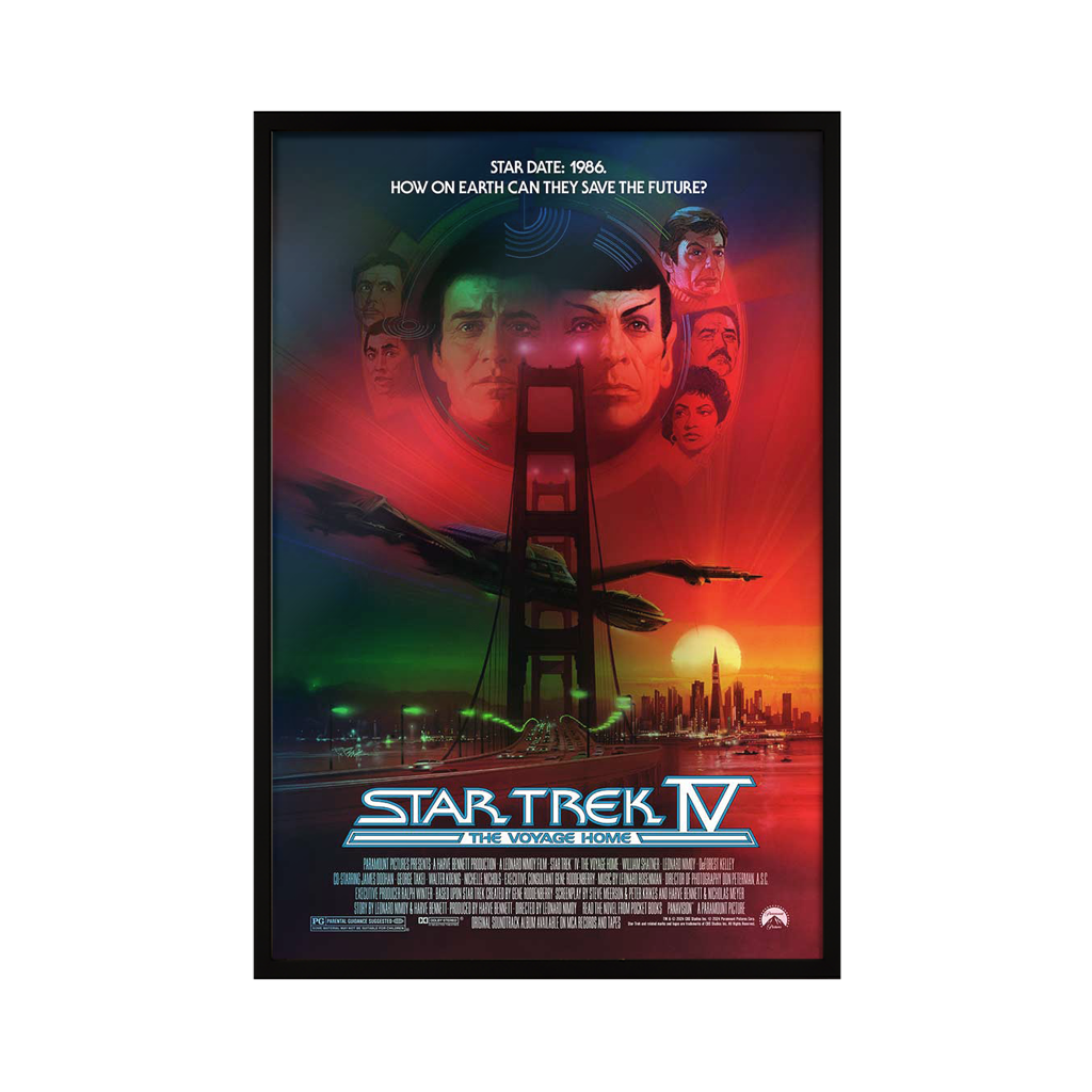 Star Trek 4 the voyage home foil variant movie poster by Bob Peak in black frame