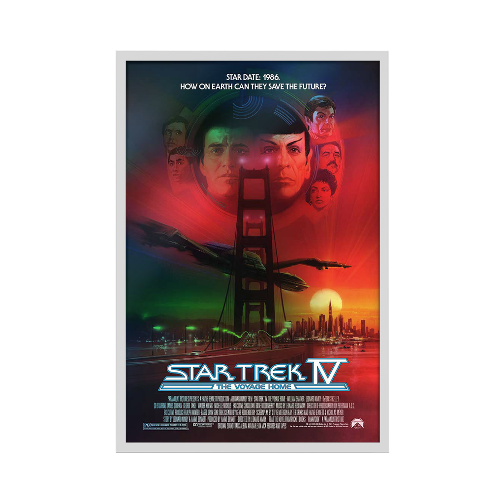 Star Trek 4 the voyage home foil variant movie poster by Bob Peak in white frame