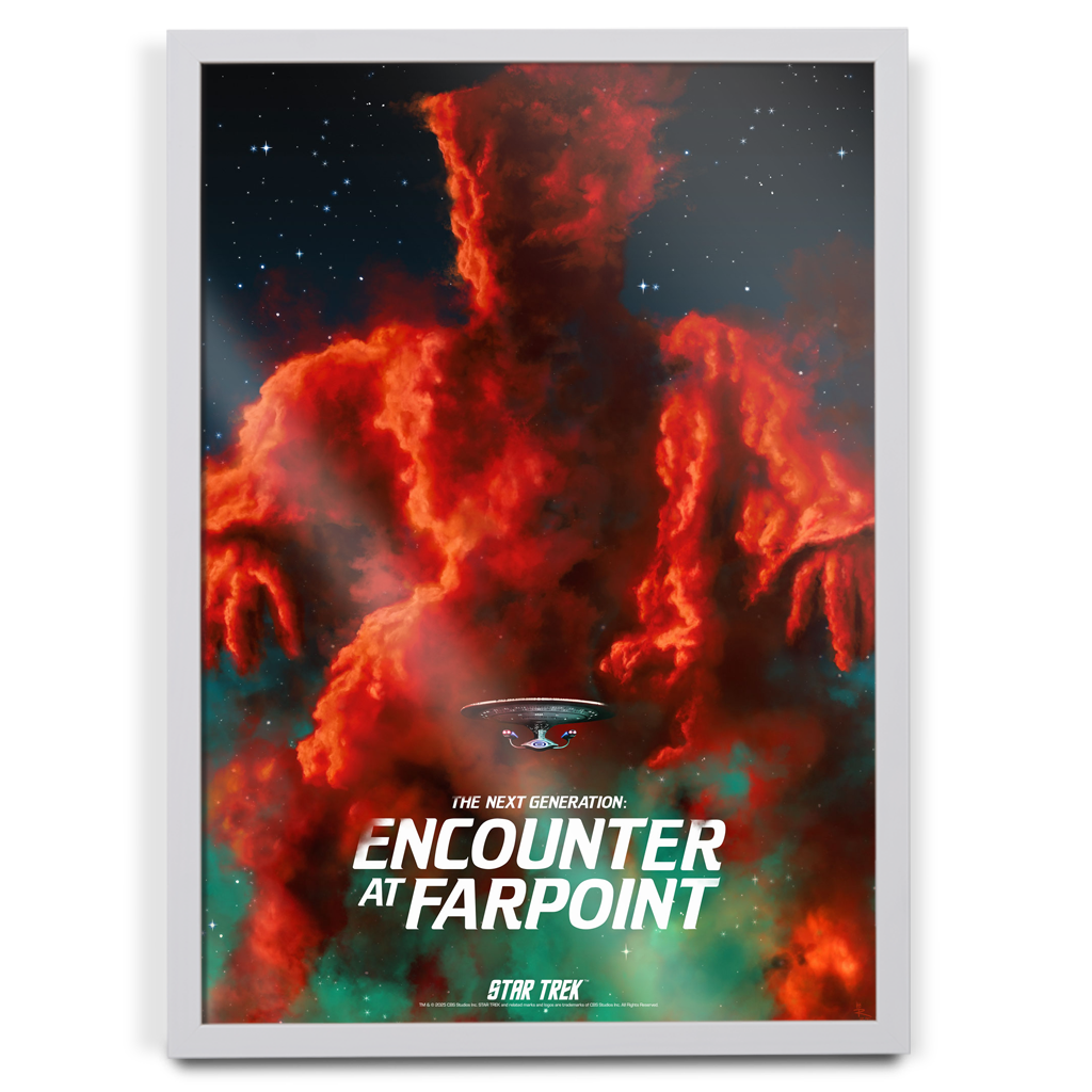 Star Trek The Next Generation Encounter At Farpoint Poster by ROYALSTON in white frame