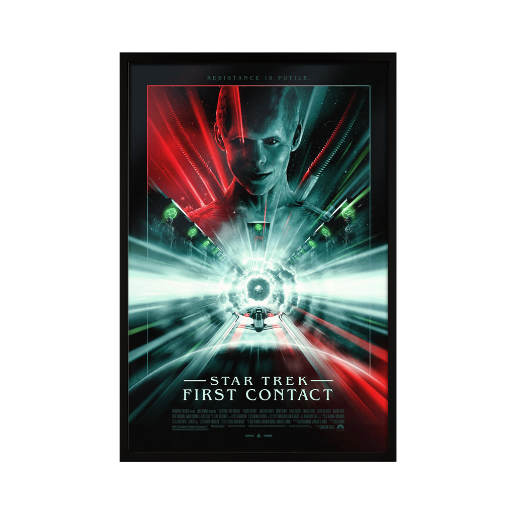 Star Trek First Contact movie poster by Florey in black frame