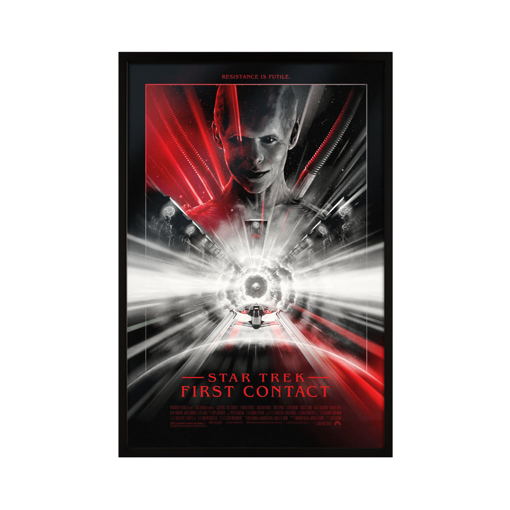 Star Trek First Contact variant movie poster by Florey in black frame