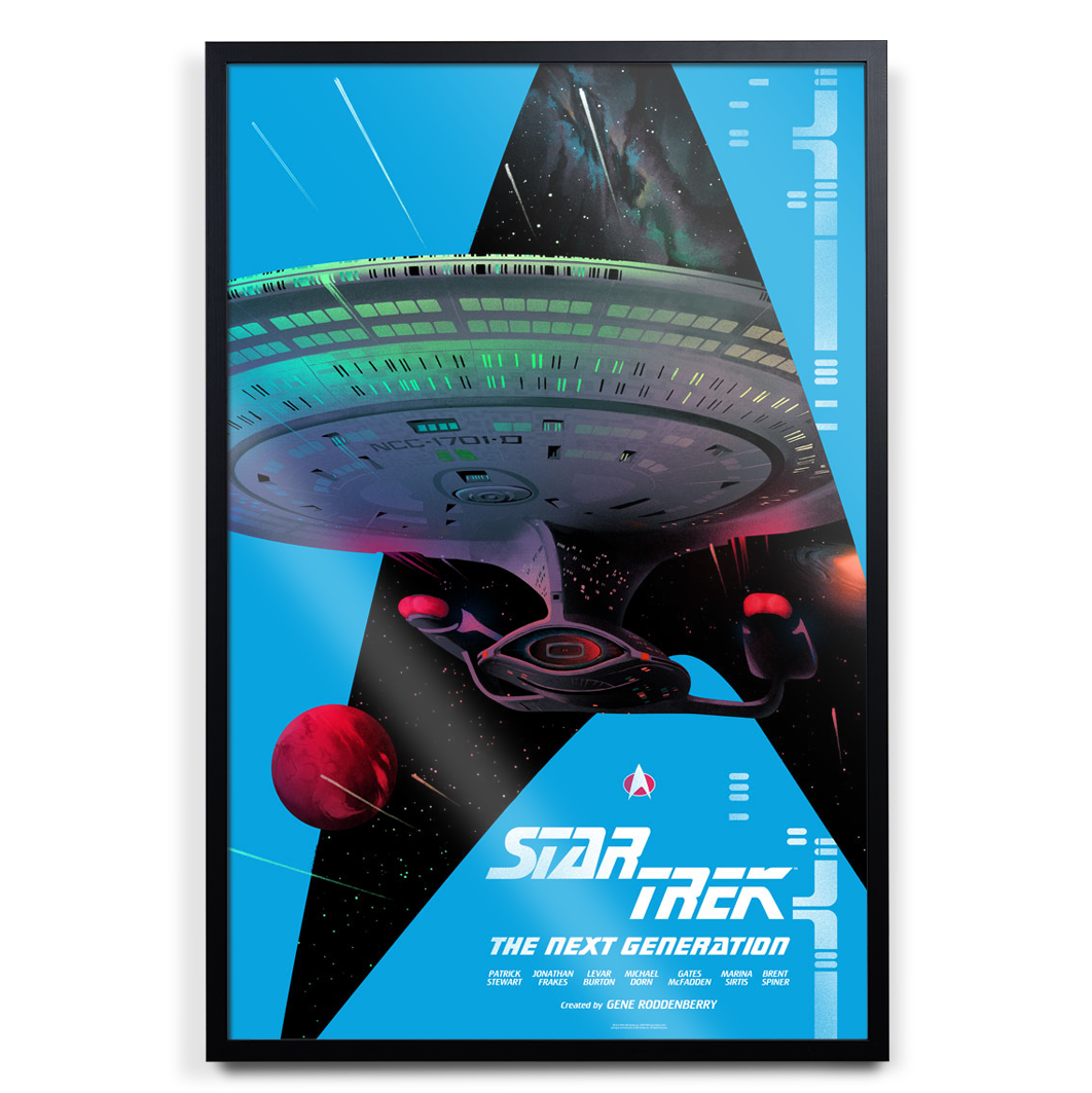Star Trek The Next Generation foil variant Poster by Lyndon Willoughby in black frame