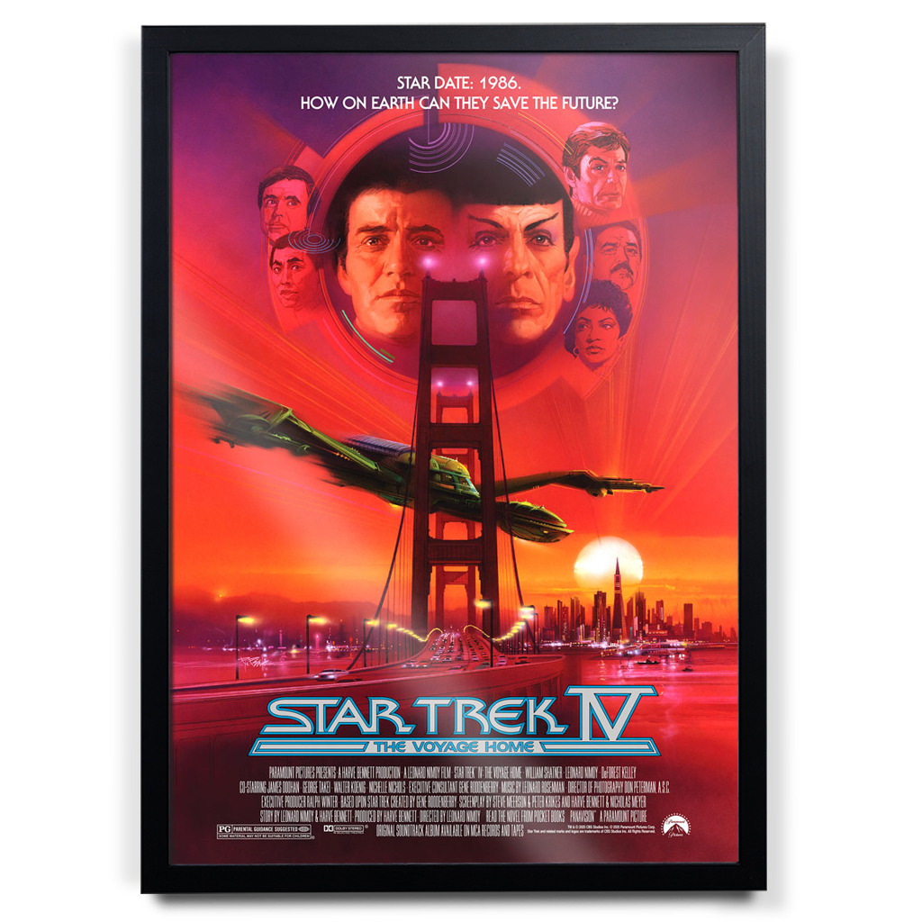Star Trek IV The Voyage Home Editions movie poster in black frame