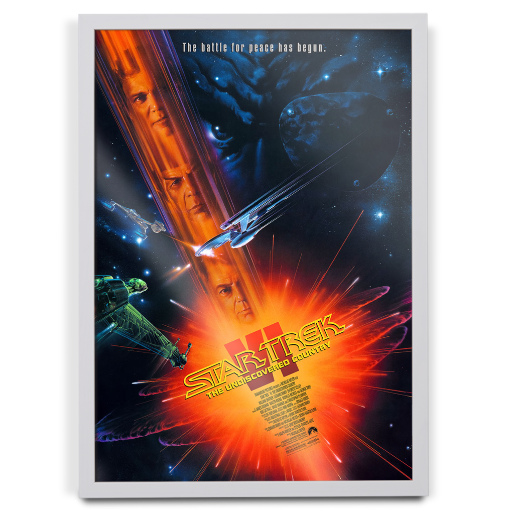 Star Trek VI The Undiscovered Country movie poster in white frame