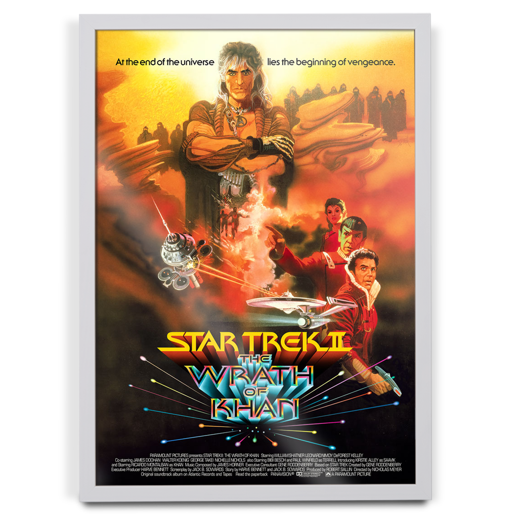 Star Trek II The Wrath Of Khan Editions Movie Poster By Bob Peak in white frame