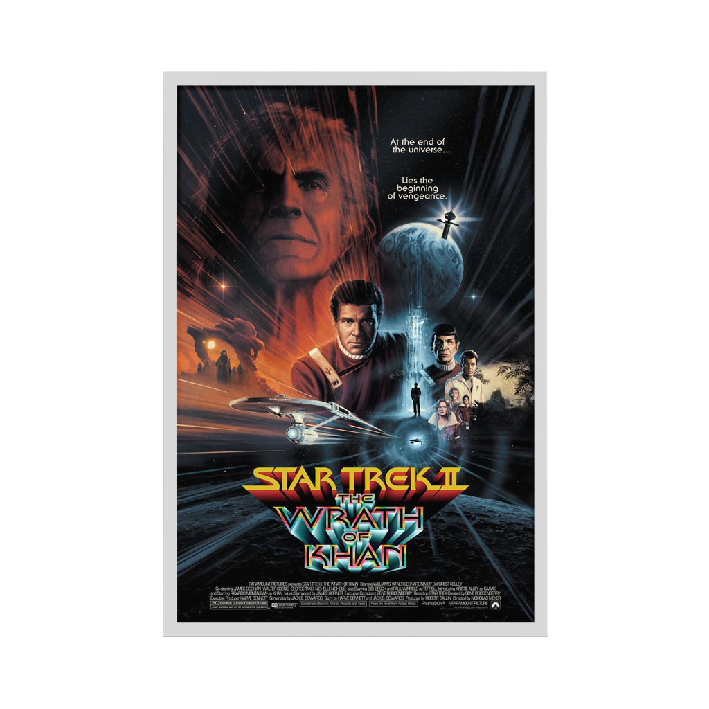 Star Trek II the wrath of khan poster by Matt Ferguson in white frame