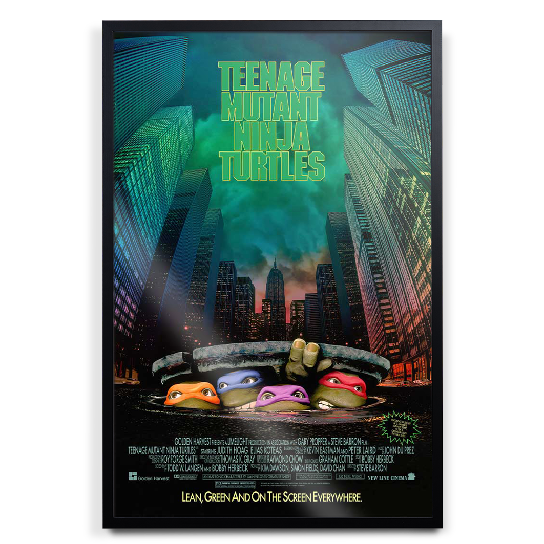Teenage Mutant Ninja Turtles Original Theatrical Foil Poster in black frame