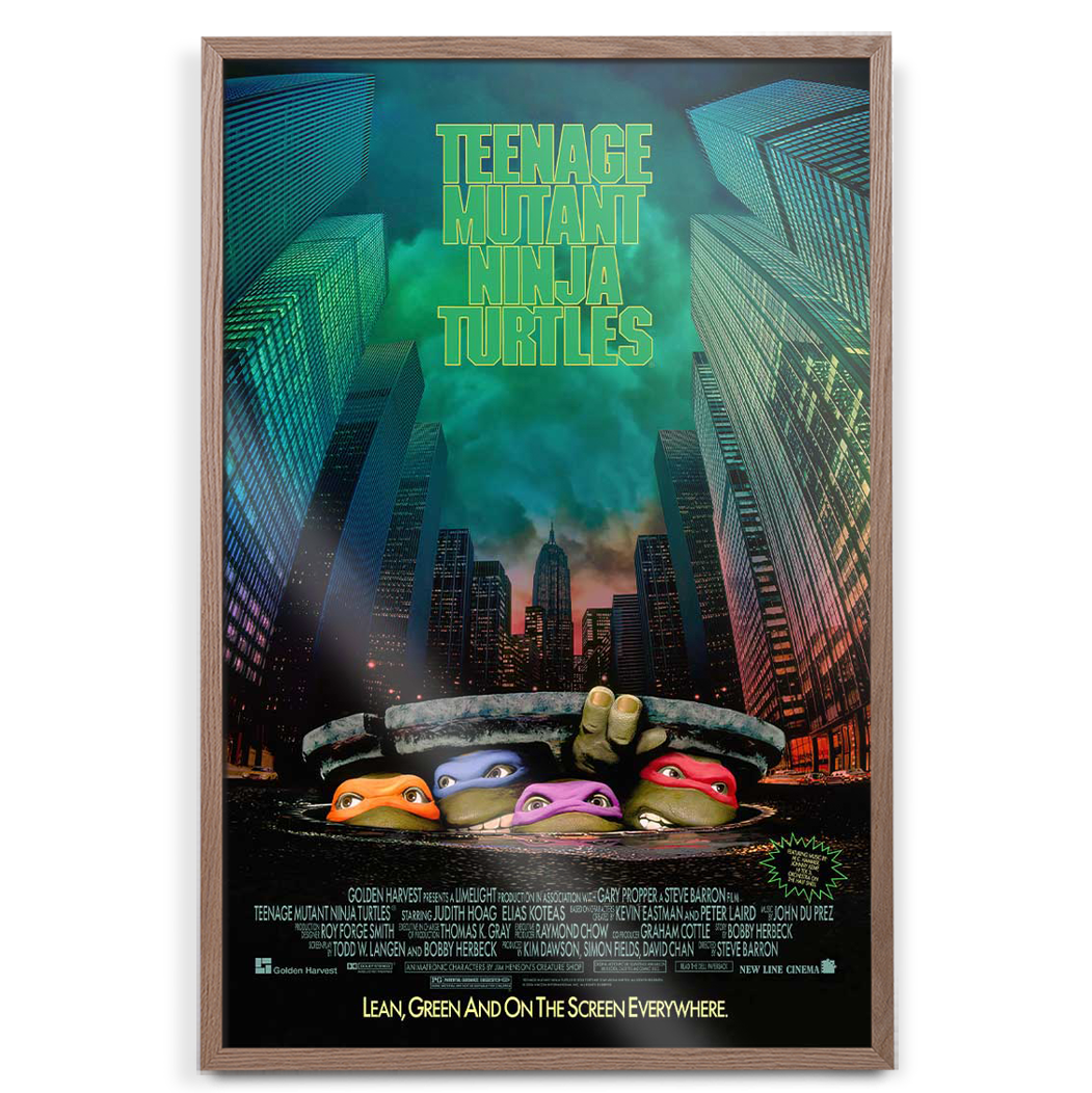 Teenage Mutant Ninja Turtles Original Theatrical Foil Poster in natural frame