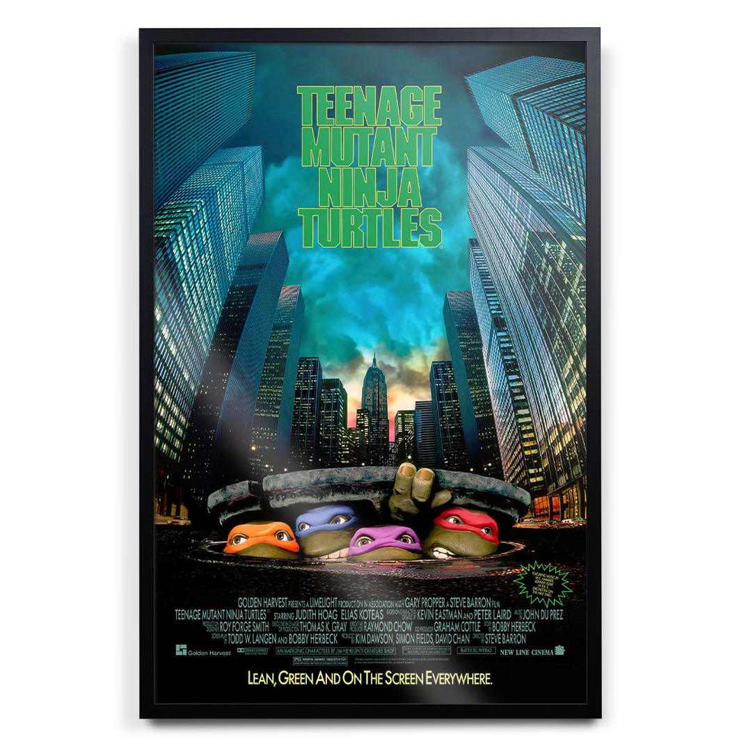 Teenage Mutant Ninja Turtles original theatrical movie poster in black frame