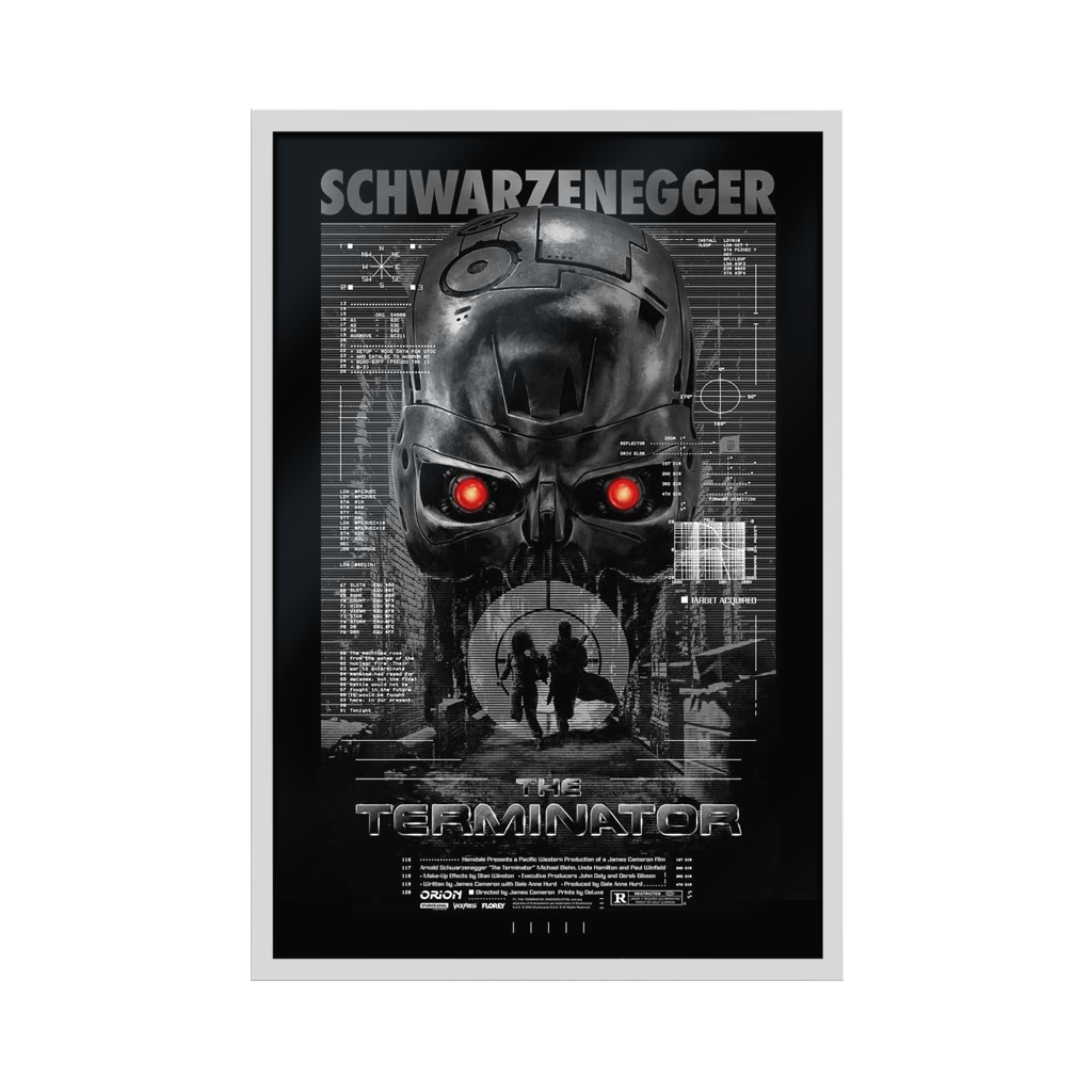 The Terminator variant Movie Poster By Florey in white frame