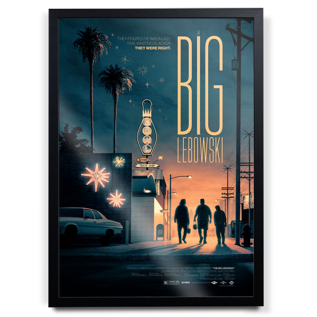The big lebowski editions movie poster by Matt Ferguson in black frame