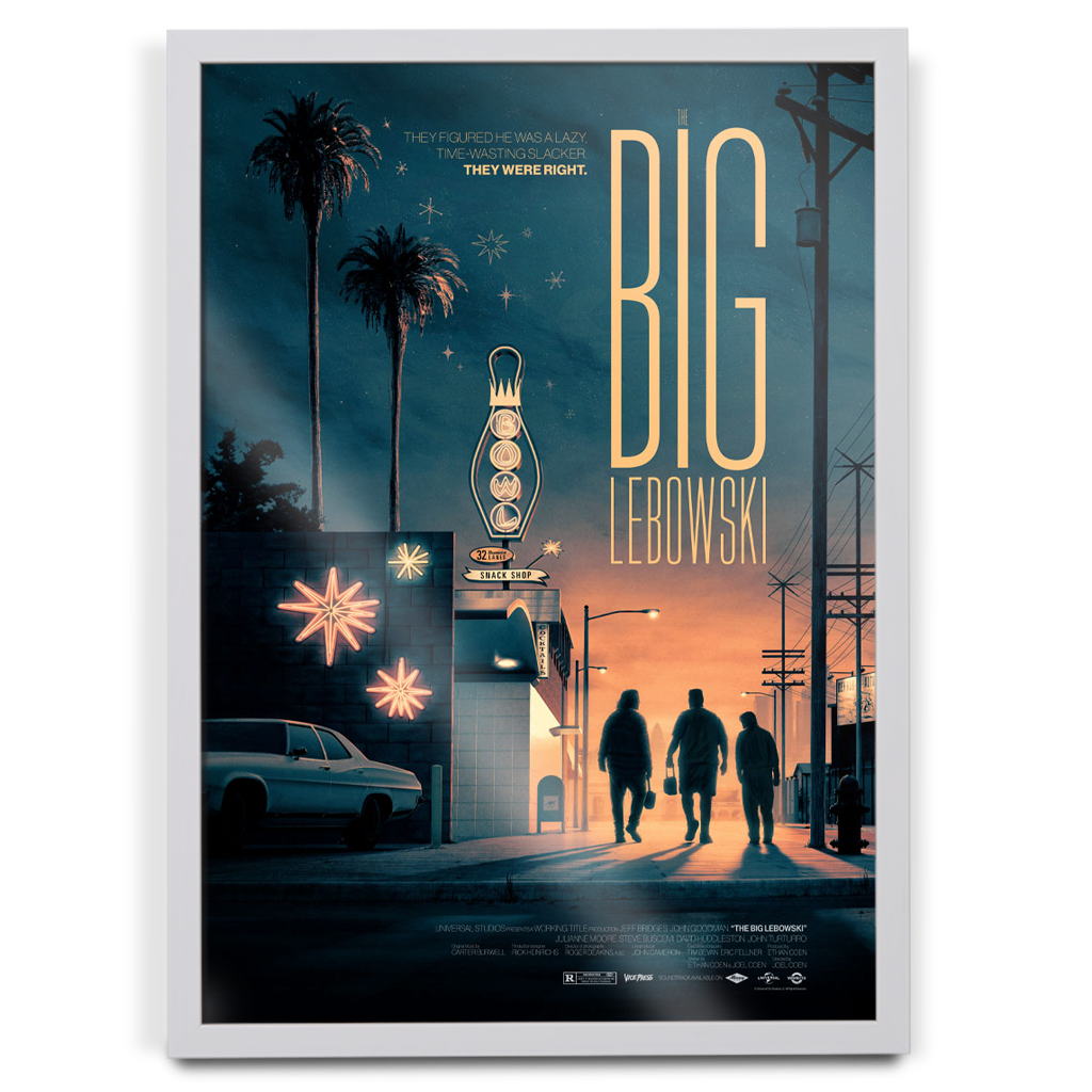 The big lebowski editions movie poster by Matt Ferguson in white frame