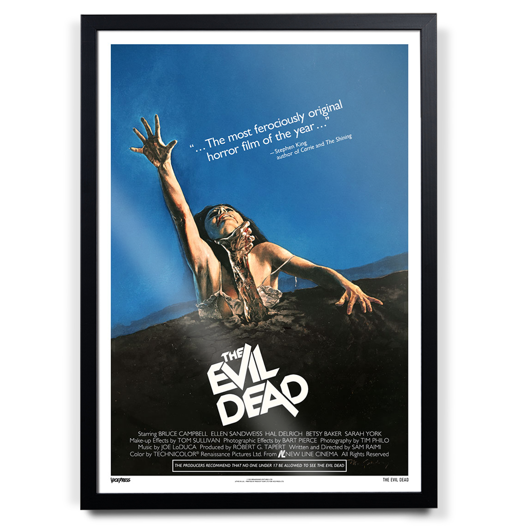 The evil dead editions original theatrical movie poster in black frame