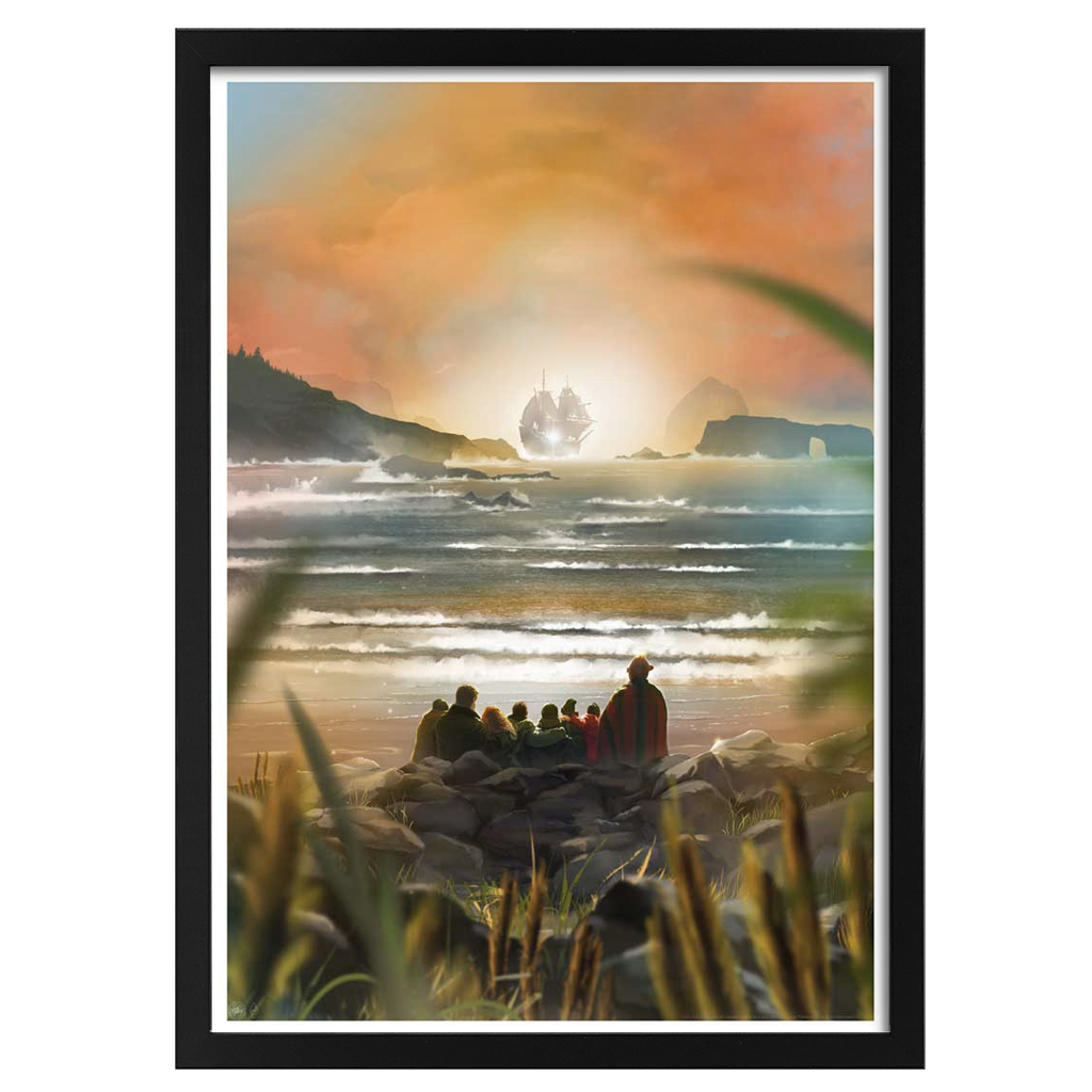 The Goonies Art print by Andy Fairhurst in black frame