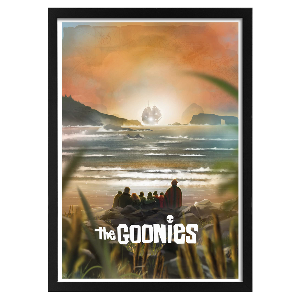 The Goonies poster by Andy Fairhurst in black frame