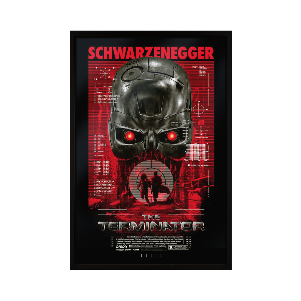 The Terminator Movie Poster by Florey in black frame