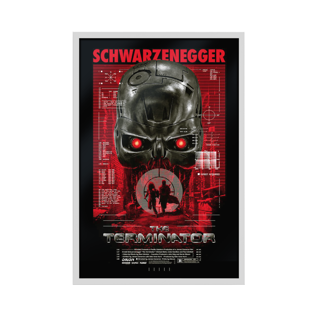 The Terminator Movie Poster by Florey in white frame