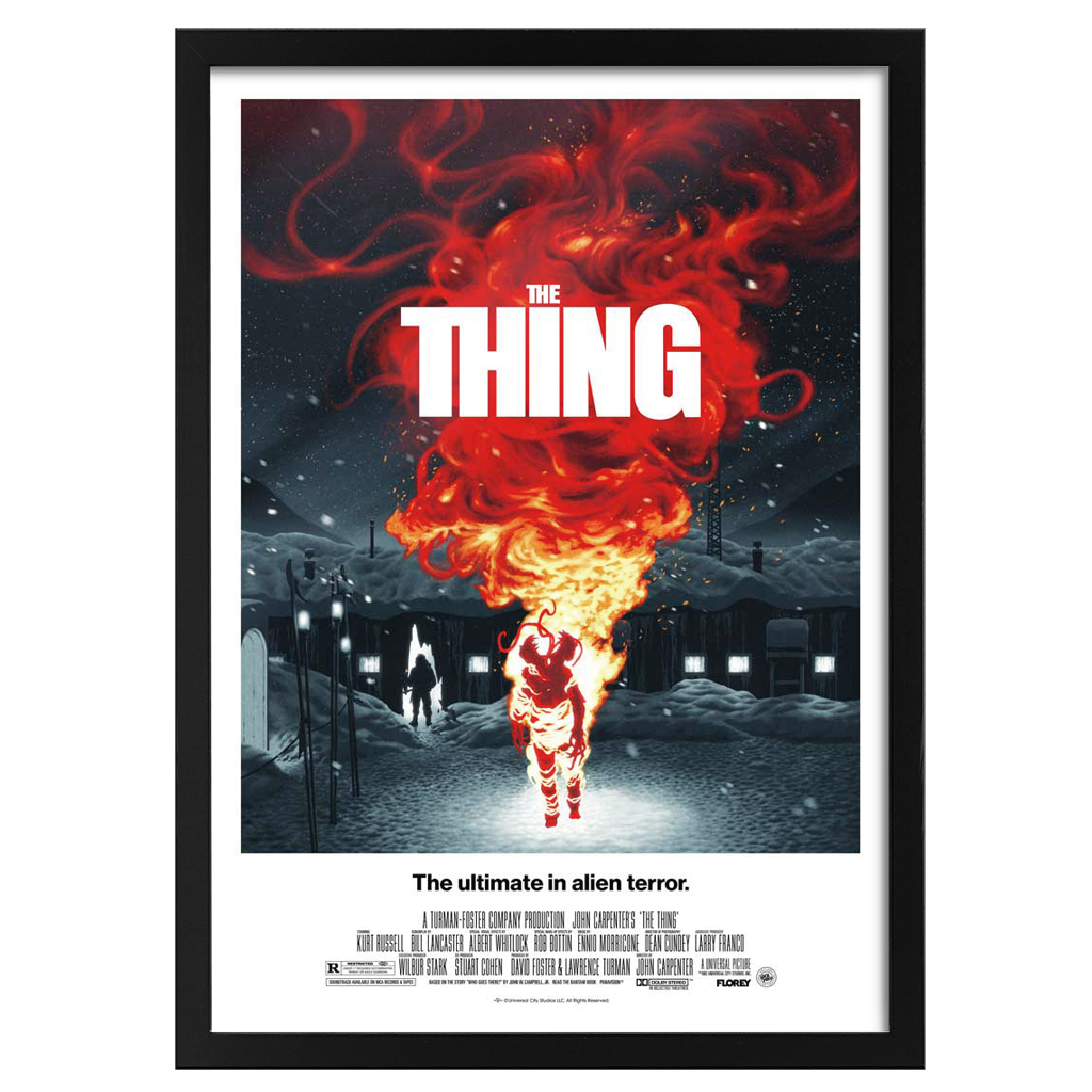 The Thing editions movie poster by Florey in black frame