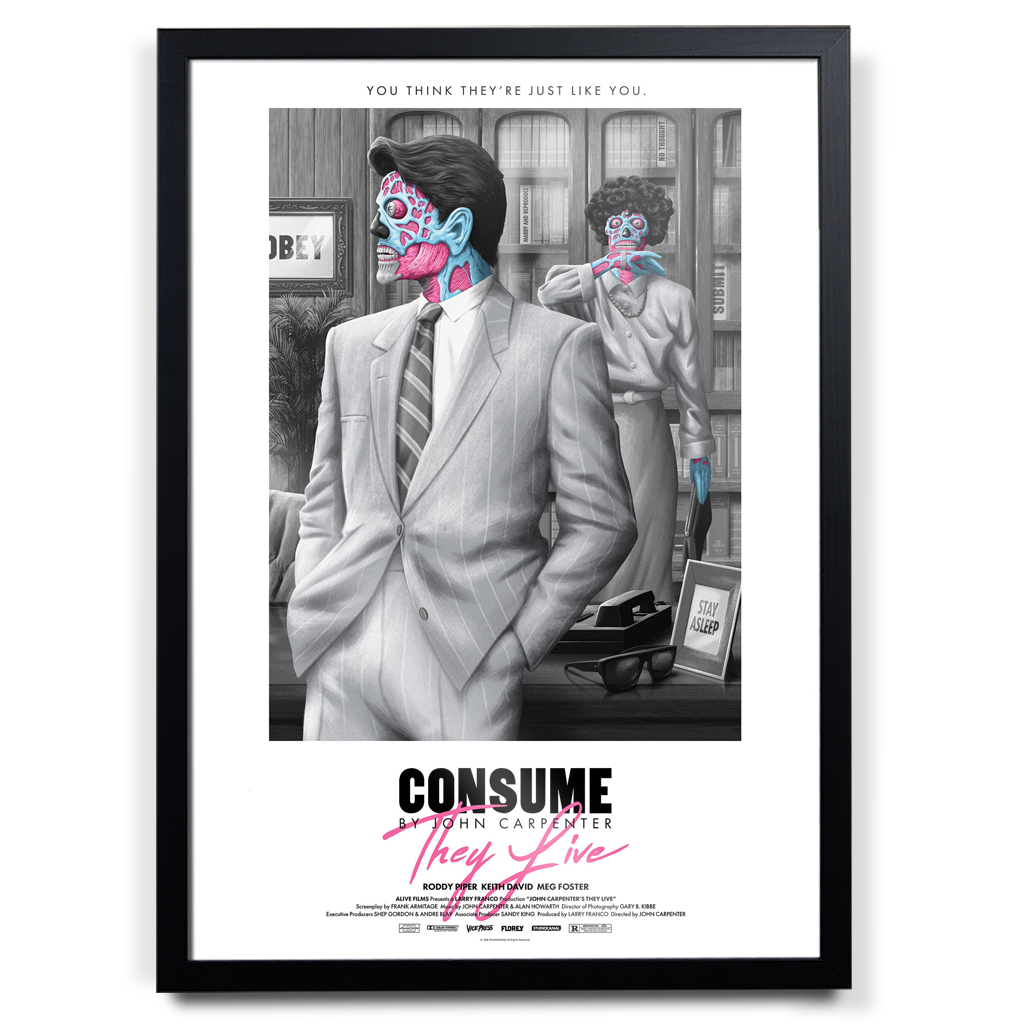 John Carpenter's They Live Editions Movie Poster By Florey in Black Frame